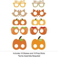 Grand motif de bonheur : Lunettes et masque à thème citrouille - Accessoires de photomaton d'automne - Décorations de Thanksgiving et d'Halloween - Décoration d'automne