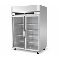 Réfrigérateur et congélateur commercial en acier inoxydable 1010L, congélateur commercial à 2 portes vitrées, refroidissement par air