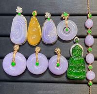 Pendentif en or 18 carats avec diamant, pendentif Bouddha rieur en jadéite de qualité A, collier avec pendentif feuille de jade en or blanc