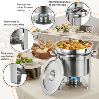 Réchaud à soupe commercial isolé rond en acier inoxydable de qualité alimentaire pour buffet, restauration et hôtels