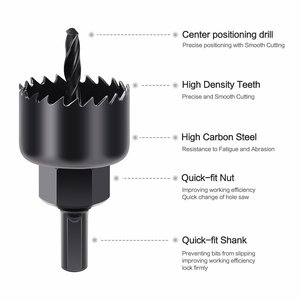 Jeu de scies cloches noires revêtues pour la découpe de métaux, avec foret et clé hexagonale pour le bois et le métal - Product Image 2