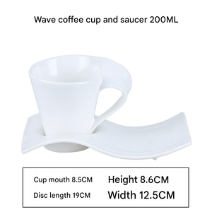 Taza de café con platillo ondulado, juego de tazas de té de cerámica, <span class=keywords><strong>vajilla</strong></span> de cerámica minimalista adecuada para bodas y hoteles - Product Image 6
