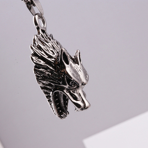 Vintage Stainless Chain Silver <strong>Wolf</strong> Pendant Alloy <strong>Necklace</strong> NA044 - Product Image 1