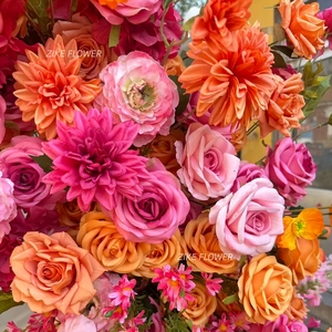 Fournitures <span class=keywords><strong>de</strong></span> décoration <span class=keywords><strong>de</strong></span> fête, fleurs d'hortensia en soie, <span class=keywords><strong>centre</strong></span> <span class=keywords><strong>de</strong></span> <span class=keywords><strong>table</strong></span>, arche <span class=keywords><strong>de</strong></span> fleurs orange et rose, arrangements floraux colorés, <span class=keywords><strong>mariage</strong></span> - Product Image 2