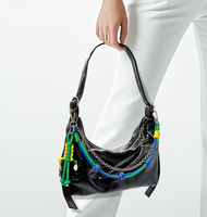 Collection EDGE – Porte-clés simple en chaîne de corde, en alliage de zinc, avec nœud coloré, accessoire de sac à main, breloque tendance pour femme