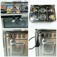 Cuisinière autonome 4 brûleurs gaz et 2 électriques avec four 120L grande capacité en acier inoxydable pour usage commercial et domestique