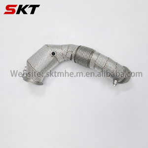 300 CPSI Downpipe for BMW G30 M550i N63 Germany Spec Sandblasted Front Pipe Embossed Heat <b>Shield</b> Golden TIG Welds - Product Image 5