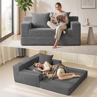 Sofá Cama Esquinero Convertible, Sofá de Dos Plazas Plegable, Futón para Suelo, Sin Brazos, Cuadrado, Chenilla, para Villa, Escuela, Hogar