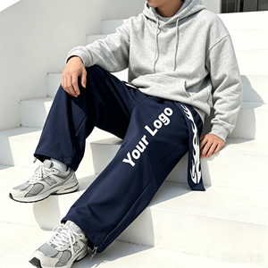 Pantalon de jogging OEM personnalisé pour homme, grande taille, pantalon évasé décontracté brodé style hip-hop, coupe large - Product Image 1