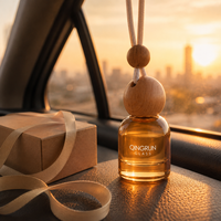 Diffuseur de parfum pour voiture suspendu, flacon de 10 ml, mini désodorisant, bouchon en bois, flacon de parfum sphérique en verre transparent avec corde