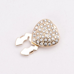 カスタムクリスタルボタンカバー、ファブリックハート型ラインストーンカフスボタン、レディースアパレル、亜鉛合金シャンクメッキ、ドライRHブランド - Product Image 3