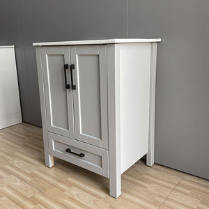 Meuble-lavabo de salle de bain vintage de luxe en bois massif <span class=keywords><strong>chêne</strong></span> blanc gris 24 30 pouces avec lavabo - Product Image 6