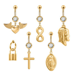 Anillo de ombligo de diseñador ZESENLIN, fabricante de joyería de acero inoxidable que no se deslustra, anillos de vientre de ala de corazón con bloqueo de China - Product Image 5