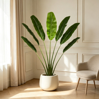 Palmier artificiel réaliste en forme de queue de paon de 200 cm, faux bananier en pot pour la décoration intérieure au sol