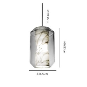 Lampe suspendue en marbre minimaliste nordique, cylindrique, ampoule LED E27, commande par interrupteur, pour salle à manger, bar, chambre à coucher, éclairage design - Product Image 4