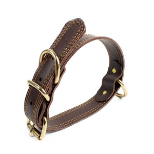 Factory Wholesale Pets Accessories Heavy Duty Luxury Real Genuine Natural <strong>Leather</strong> <strong>Dog</strong> <strong>Collar</strong> with Buckle - Product Image 3