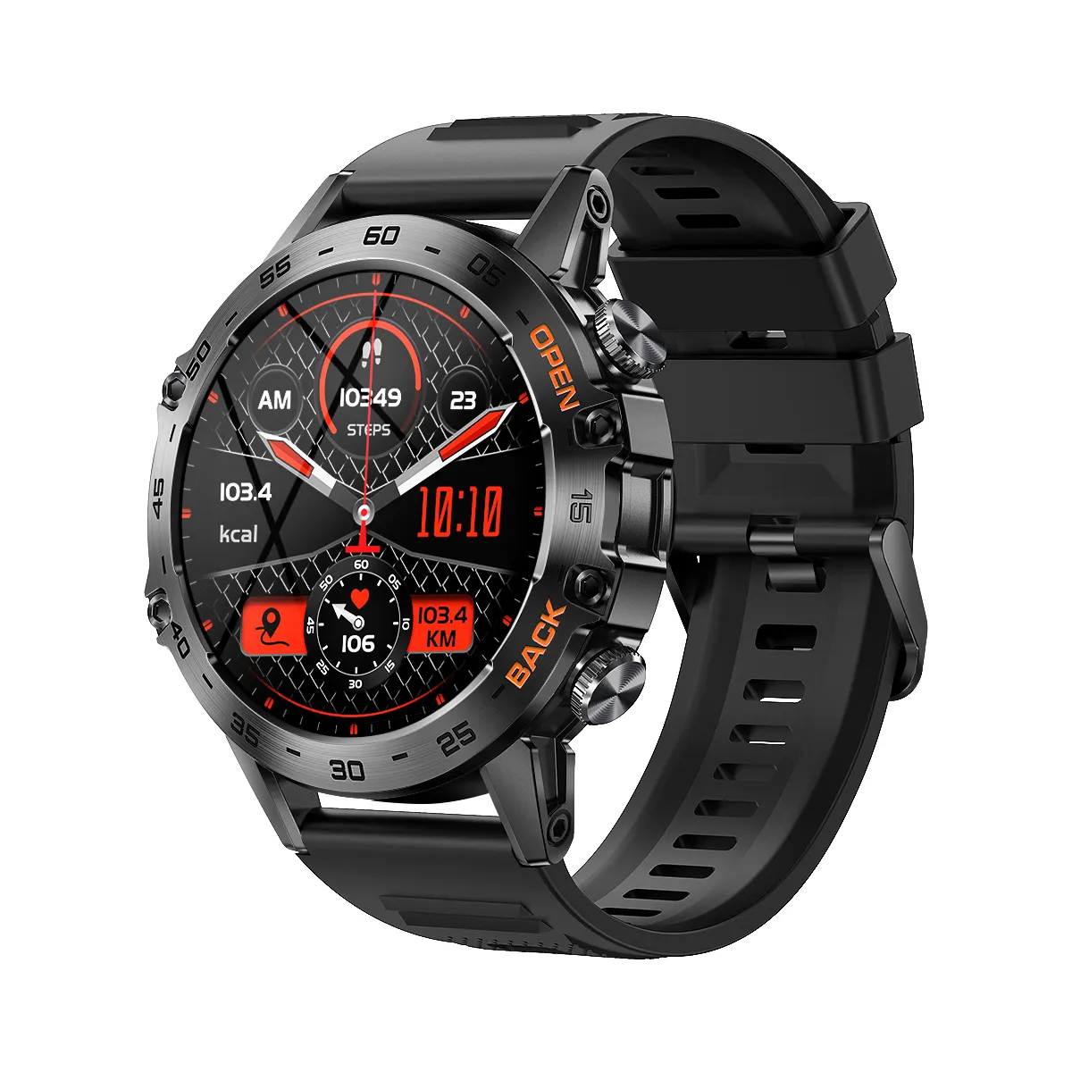 2023 Outdoor Sport Smartwatch 1.39 Round Screen 400mAh Battery Health Heart Rate BP Monitoring Waterproof K52 Smart Watch