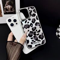 Coque de téléphone portable populaire à imprimé léopard pour iPhone 17 16 15 Pro Max, antichoc, avec bord argenté et protection arrière anti-chute