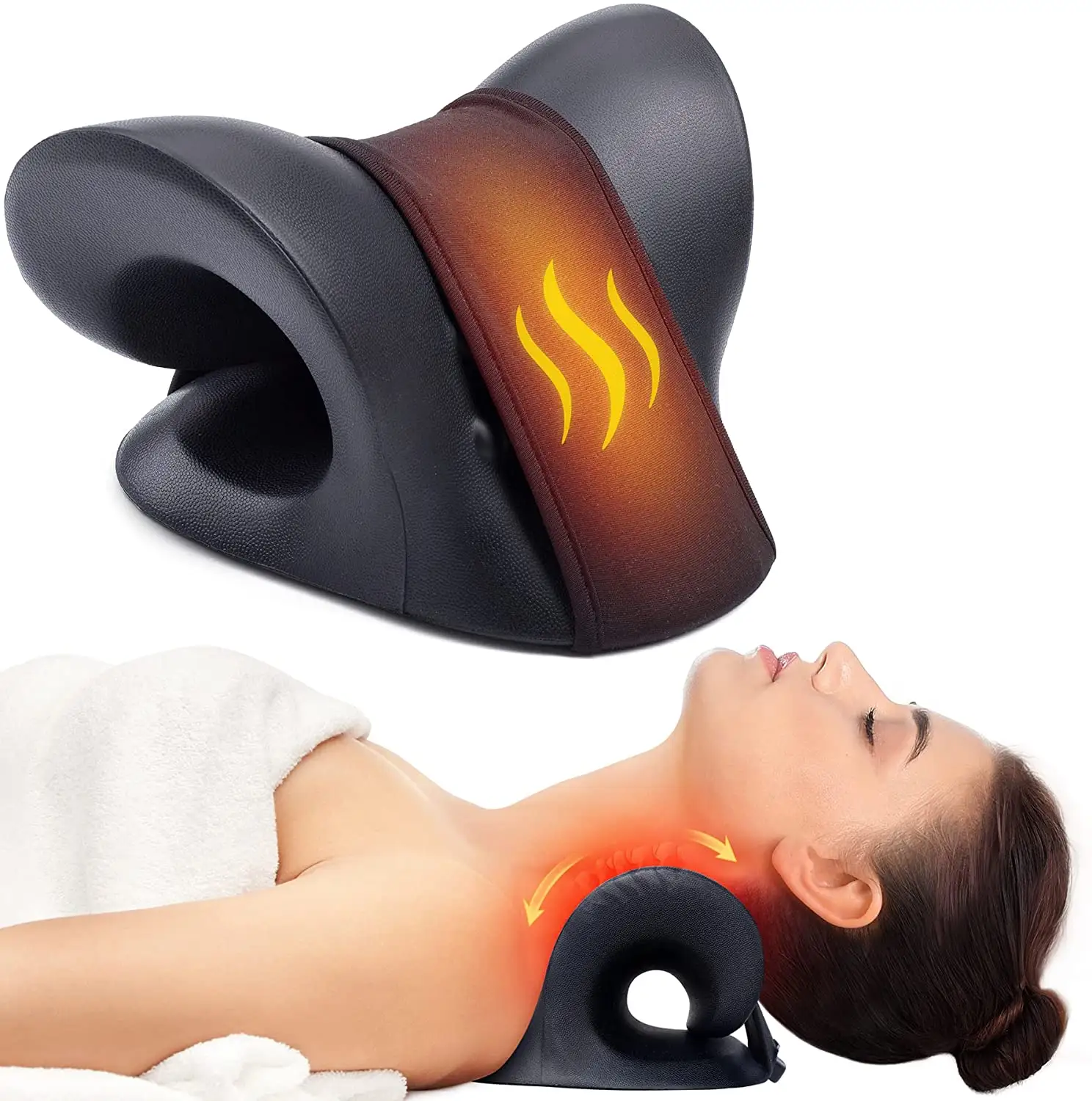 2022 Neck Stretcher for Neck Pain Relief Heated Cervical Traction Device Pillow with Graphene Heating Pad Neck Shoulder Relaxer