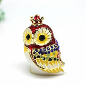 Bruiloft Sieraden Doos Email Uil Legering Opbergdoos Ambachtelijke Geschenkverpakking - Product Image 3