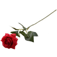 Fleur artificielle de rose en soie hydratante haut de gamme à tige unique, toucher réaliste, pour décoration intérieure et célébrations de mariage