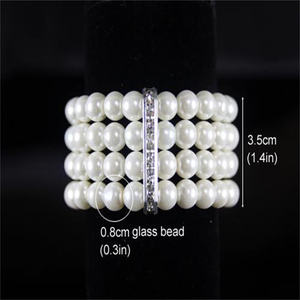 Bracelet de perles d'eau douce à quatre rangées de haute qualité pour dames tout nouveau Design plaqué or Offre Spéciale bracelets de ligne extensible à quatre rangées - Product Image 3