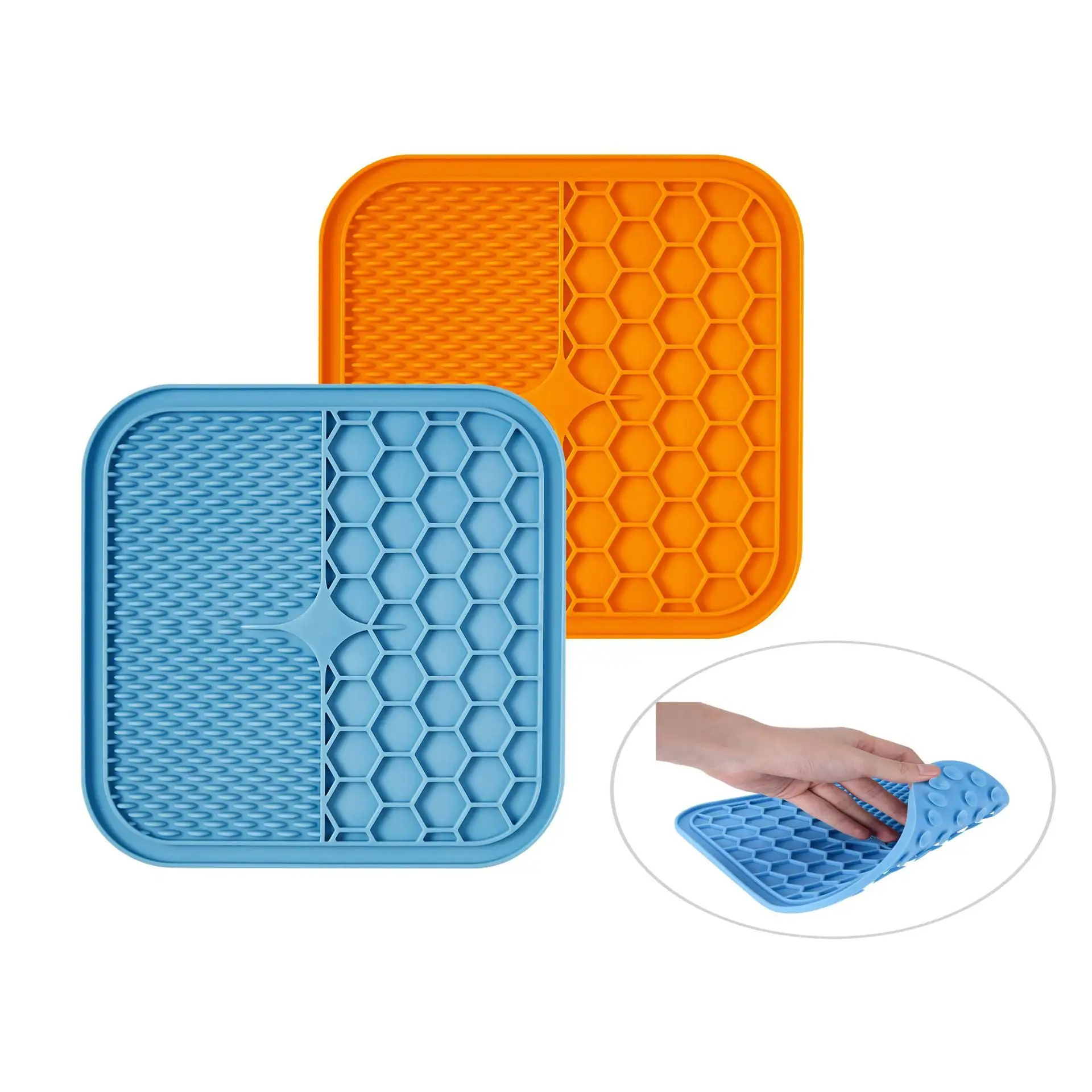 Amazon Hot Selling 15*15*1cm Food Grade BPA Free Dog Silicone Licking Pad Mat Suction Interactive Slow Feeder For Dog