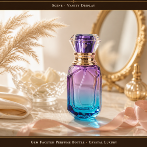 Flacon <span class=keywords><strong>de</strong></span> <span class=keywords><strong>parfum</strong></span> facetté 50 ml vide en verre dégradé rouge rubis avec bouchon en cristal taillé et collier doré, logo personnalisé - Product Image 5