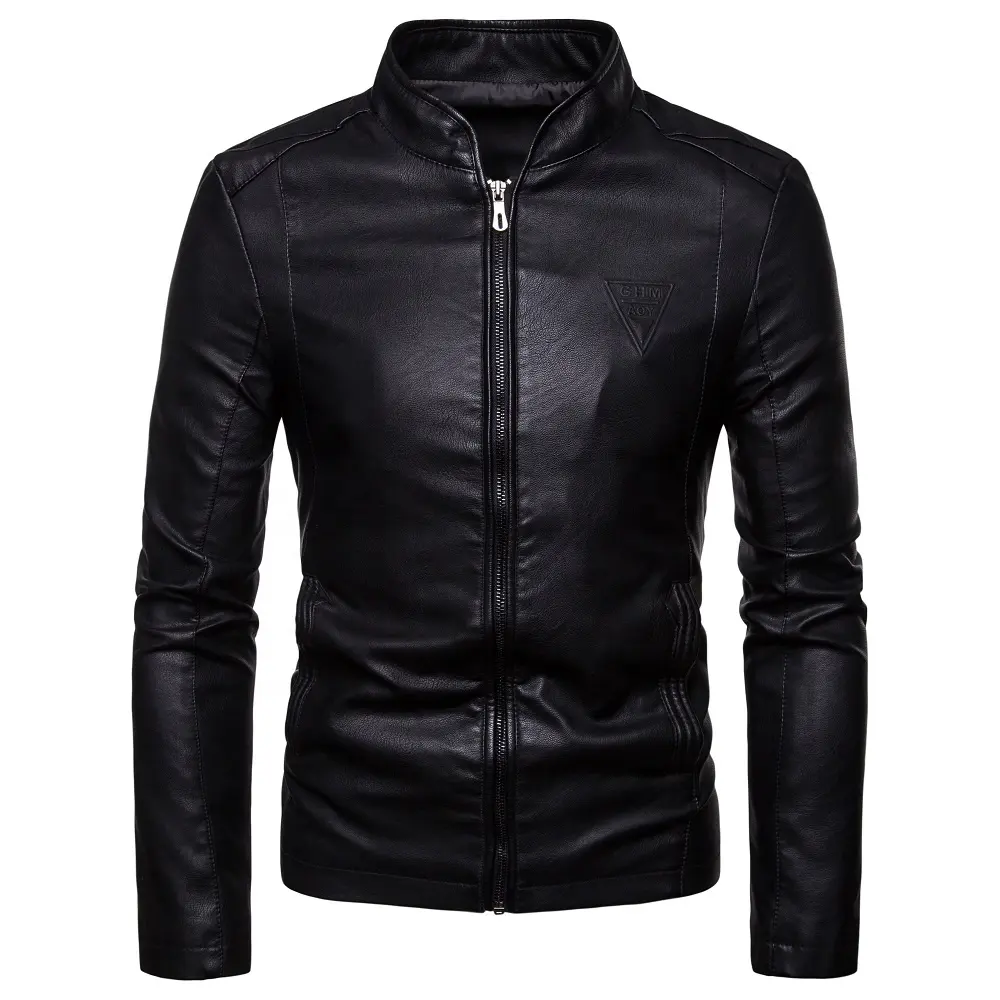2023 New Spring and Autumn Jackets Men's Clothing Korean Version Slim-fitting Stand-up Leather Jacket Men