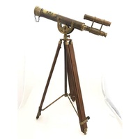 Télescope en laiton de qualité supérieure avec trépied en bois rouge, grossissement 15x, étanche, pour l'observation des étoiles, l'observation des oiseaux, les aventures en plein air et les voyages