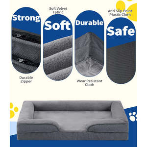 Extra Large Orthopedic <b>Dog</b> <b>Bed</b> 42\" Washable Waterproof <b>Sofa</b> Couch <b>for</b> Large <b>Dogs</b> Egg-Crate Foam Rectangle Comfortable Pet <b>Bed</b> - Product Image 3