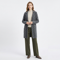 Manteau long pour femmes, design tendance, hiver et automne, col rabattu décontracté, cardigan en cachemire, manteaux pour femmes