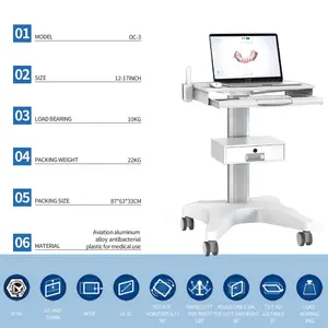 Likaymo OC-3 Tandheelkundige Kliniek Kar Medische Trolley Met Laden Wielen Laptop Pallet En Orale Scanner Houder Voor Ziekenhuis Kantoor