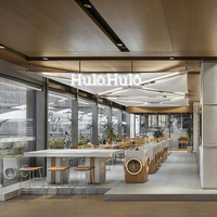 Ensemble de meubles en bois sur mesure, comptoir de bar, vitrine, table et chaises de restaurant, solution complète pour la décoration de café