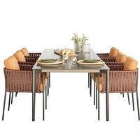 Ensemble de table et chaises modernes en dalles de pierre pour extérieur, mobilier de jardin pour villa, chaise de loisirs en métal pour terrasse, hôtel, balcon, table à manger