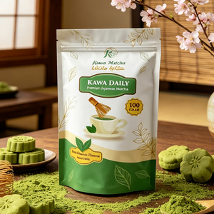 Sachet d'emballage alimentaire personnalisé, pochette refermable avec fermeture éclair pour l'emballage de poudre de matcha - Product Image 2