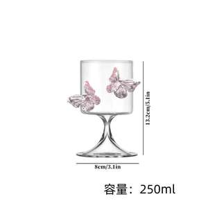 Hecho a mano moderno 3D mariposa decorada copa de vidrio de borosilicato banquete <span class=keywords><strong>vino</strong></span> tinto para copa de champán hecho a mano 3D mariposa - Product Image 6