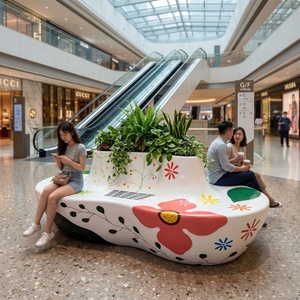 Banc-jardinière en PRV peint et étanche, direct usine, pour sièges publics et sièges d'attente, chaise de loisirs créative en fibre de verre pour centre commercial, en promotion - Product Image 4