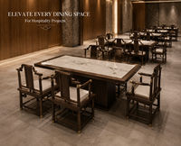 Table et chaises de restaurant robustes, faciles à nettoyer, résistantes à la chaleur, avec plateau en pierre frittée TIMELESS pour salle de banquet