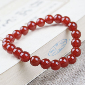<b>Red</b> Agate Bead <b>Bracelet</b> 8Mm Round Single Strand Unisex Everyday Wear Jewelry - Product Image 1