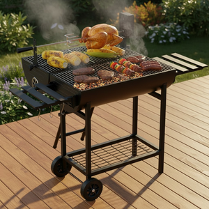 Parrilla <span class=keywords><strong>de</strong></span> Carbón para Exteriores con Gran Superficie <span class=keywords><strong>de</strong></span> Cocción y <span class=keywords><strong>Asador</strong></span> Eléctrico - Product Image 1