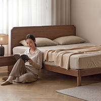 Lit en bois massif bord noyer noir nord-américain petite chambre lit en rondins simple nouveau lit double en bois de style chinois