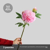 Perlengkapan Fotografi Pernikahan Bunga Peony Tiga Kepala Berlapis Buatan Tiruan untuk Pameran, Model LX0982 Semi-manual