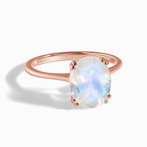 925 Sterling Silver rainbow Oval <strong>Moonstone</strong> <strong>Ring</strong> Women Real Gemstone Oval Engagement Fine <strong>Ring</strong> - Product Image 3