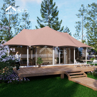 Tente de glamping moderne de luxe 3 Peaks 38m |   Matériau PVDF |   Hébergement de camping de style villa |   Conception modulaire prête à l'emploi