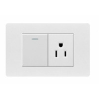 Interruptor y Enchufe Eléctrico de Pared Más Vendido, 2 Interruptores de 1 Vía + Enchufe de 3 Polos, Interruptor y Enchufe de PC Blancos
