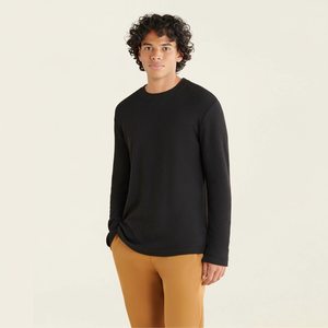 เสื้อยืดแขนยาวถักวาฟเฟิลของผู้ชายมีสไตล์และนุ่มสำหรับวันพักผ่อนหรือชุดลำลองไซส์พิเศษ - Product Image 1