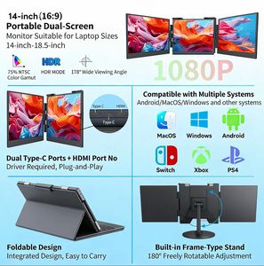 Pantalla portátil de 14 pulgadas para negocios, con pantalla dividida para trading de acciones. - Product Image 3