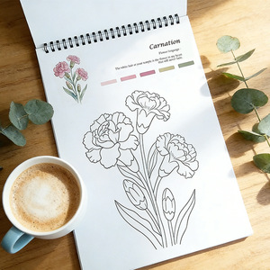 New Floral Coloring <b>Book</b> for Students & Children-Art Practice Drawing <b>Book</b> with Gouache Paint on Paper Special Edition - Product Image 2