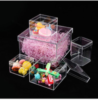 Boîte à dessert carrée transparente en matériaux recyclés, conteneur d'emballage pour gâteaux en plastique PS transparent avec couvercle pour présentation en boulangerie